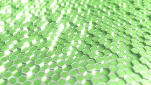 Futuristic light green hexagonal prisms motion background, seamless loop Stock Footage 83284933