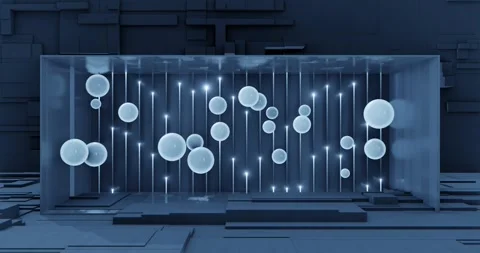 Futuristic Light Room Loop Abstract Grid and Floating Sphere Animation Stock Footage 316904549
