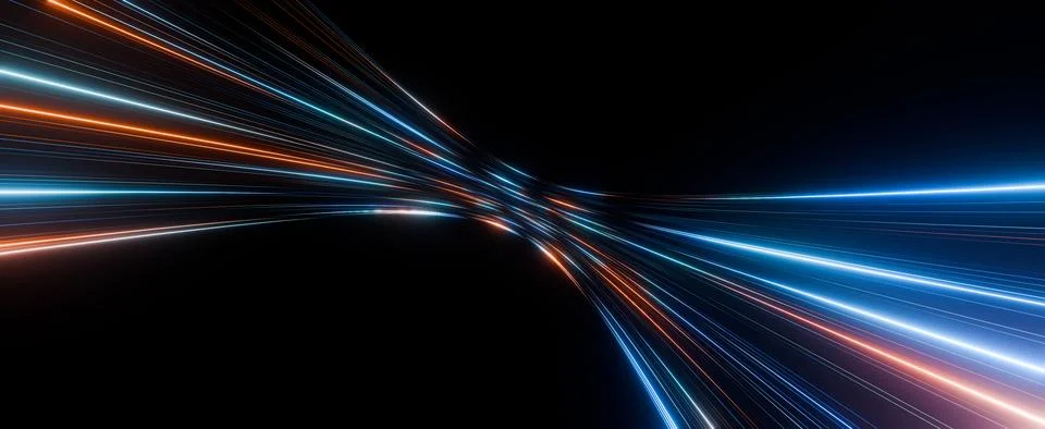 Futuristic Light Speed Lines on Dark Background Stock Illustration