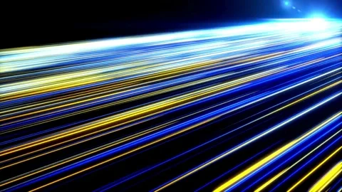 Futuristic Light Speed Trails Dynamic Blue and Gold Streaks Stock Footage 304945466
