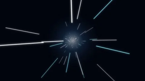 Futuristic light speed warp effect with glowing neon lines Stock Footage 336349551