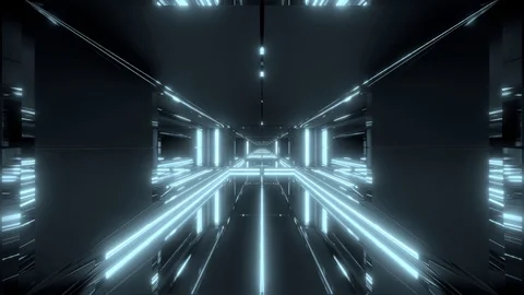 Futuristic light stroke sci-fi tunnel corridor temple 3d illustration motion Stockbeeldmateriaal 117424414