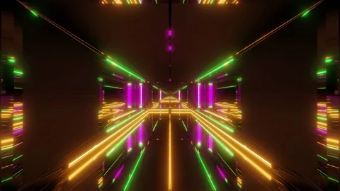 Futuristic light stroke sci-fi tunnel corridor temple 3d illustration motion Stockbeeldmateriaal 117424834