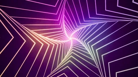 Futuristic light trails converging in abstract tunnel. Neon digital motion Vidéo 340026210