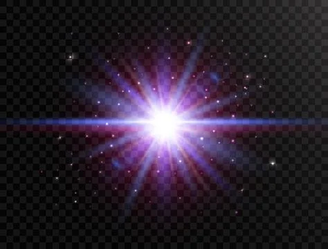 Futuristic light on transparent background. Flash with rays and spotlight. St Stock Illustration