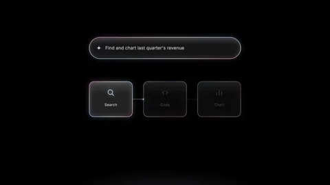 Futuristic liquid glass AI interface for revenue tracking featuring interactive Stock Footage 341306687
