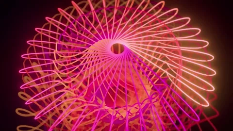 Futuristic liquid light trails swirling in motion. Neon abstract waves forming 库存影片 340025145