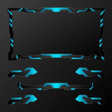 Futuristic live stream overlay game interface blue video border frame panel Stockillustratie