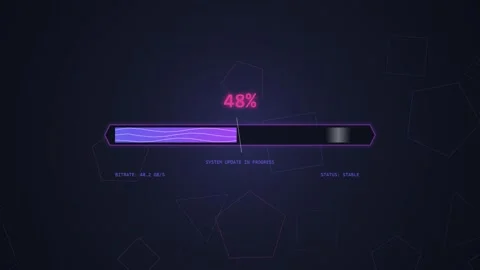 Futuristic Loading Bar Animation with 0% Progress and Abstract Geometric Ba.. Stock Footage 348412740