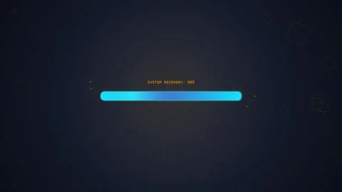 Futuristic Loading Bar Animation with Glowing Orange Text on Dark Blue Back.. Stock Footage 348421114