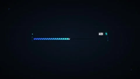 Futuristic loading bar with blue glowing segments and percentage indicator .. 動画素材 336365134