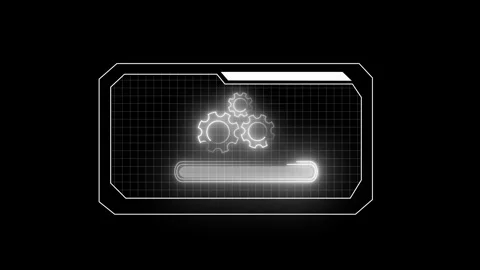 Futuristic loading bar with gears on digital grid. Futuristic loading bar f.. Stock Footage 337815207