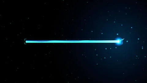 Futuristic loading bar with glowing light trail effect on a dark digital ba.. 库存影片 343558600