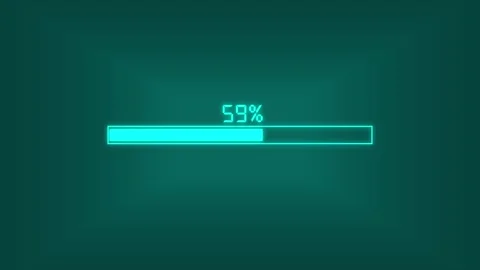 Futuristic loading bar progress animation with glowing cyan percentage disp.. Stock Footage 339751600