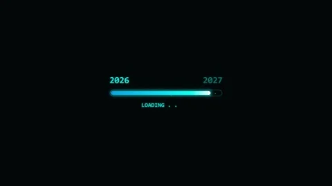 Futuristic loading bar transition animation showing progress from year twen.. Stock Footage 342049424