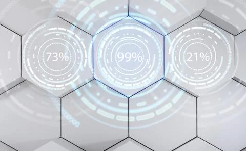 Futuristic loading circle rings. Display of waiting time load. 3d rendering. Stock Illustration