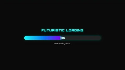 Futuristic Loading Progress Bar Animation with Glowing Effects Video stock 314895535