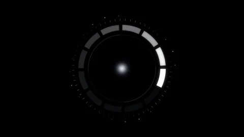Futuristic loading ring indicator spinning on black background with circula.. Stock Footage 345897063