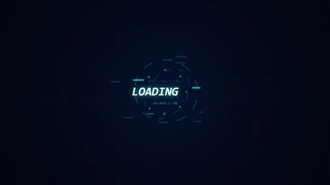 Futuristic loading screen animation displaying digital status updates on gr.. Stock Footage 346374850