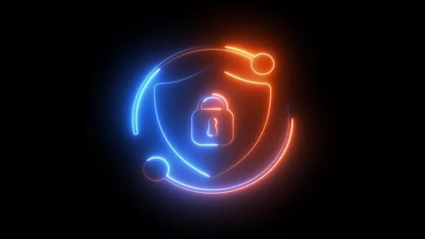 Futuristic Lock and Shield UI  Online Privacy, Encryption, and Cyber Defens.. Stock Footage 309041498