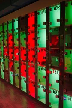 Futuristic Locker Boxes with Numbers Stock Photos