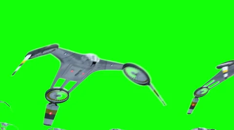 Futuristic looking drone swarm flying above on greenscreen Stock Footage 64092299