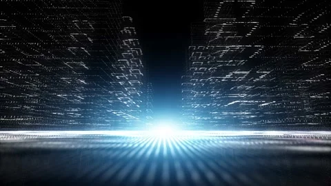 Futuristic loop digital city cyberspace technology network Stock-Footage 333216553