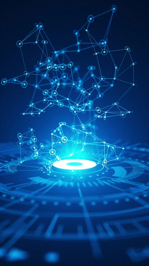 Futuristic loop of glowing data links from a tech circle. Looping move. Stock Footage 317502038