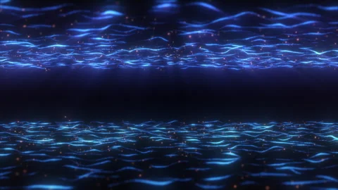 Futuristic looped background of abstract blue animated streaky waves and part Stock Footage 258277215