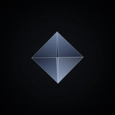 Futuristic low poly diamond crystal graphic rendering on dark background Stock Footage 345689129