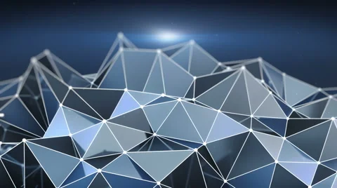 Futuristic low poly shape 3D render loop 4k UHD (3840x2160) Stock Footage 62919364