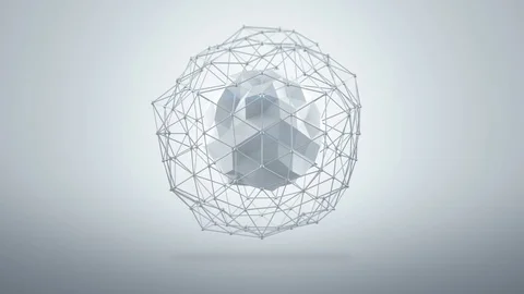 Futuristic low poly shape in studio. 3d animation loopable 4k UHD (3840x2160) Stock Footage 76103121
