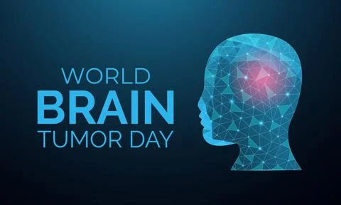 Futuristic low-poly vector illustration for World Brain Tumor Day. Illustration
