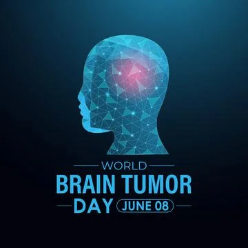 Futuristic low-poly vector illustration for World Brain Tumor Day. Stock Illustration