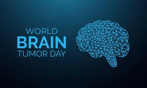 Futuristic low-poly vector illustration for World Brain Tumor Day. Stock Illustration