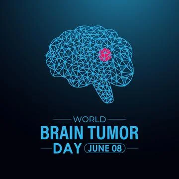 Futuristic low-poly vector illustration for World Brain Tumor Day. Stock Illustration