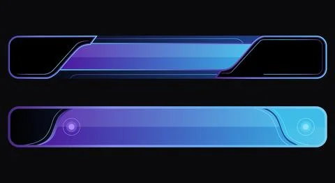 Futuristic lower third banner set modern blue and purple glowing neon gradi.. Иллюстрация