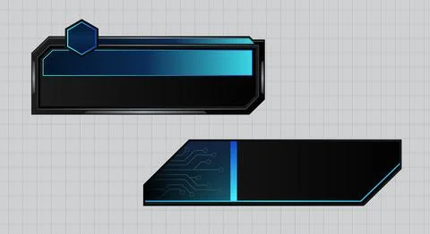 Futuristic lower third banners and gaming overlay UI graphic set and glowin.. Illustrazione stock