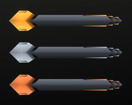 Futuristic lower third title banners with gold, silver and bronze borders Stock Illustration