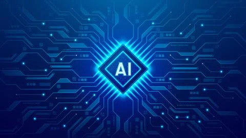 Futuristic luminous AI chip concept イラスト素材