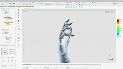 Futuristic machine engineering software creating a model of a human hand 動画素材 234417920