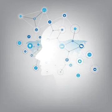 Futuristic Machine Learning, Artificial Intelligence, Cloud Computing and N.. Stock Illustration