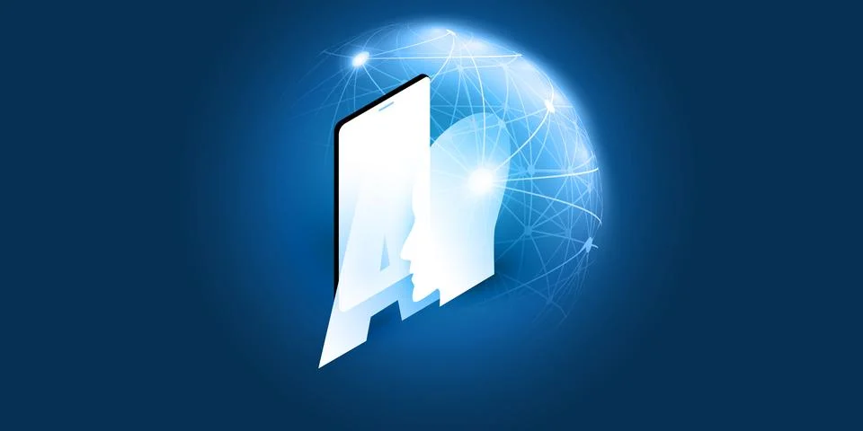 Futuristic Machine Learning, Artificial Intelligence, Cloud Computing, Auto.. Illustrazione stock