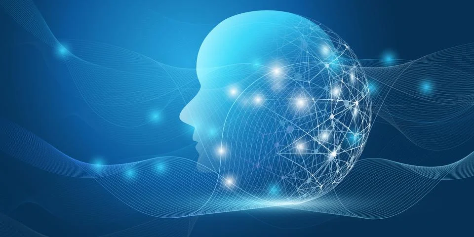 Futuristic Machine Learning, Artificial Intelligence, Cloud Computing and N.. 스톡 일러스트