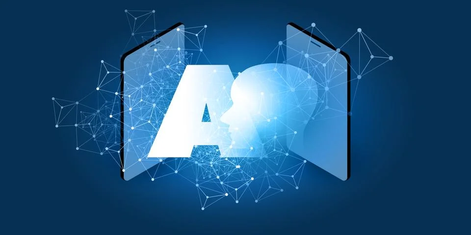 Futuristic Machine Learning, Artificial Intelligence, Cloud Computing, Auto.. Stock Illustration