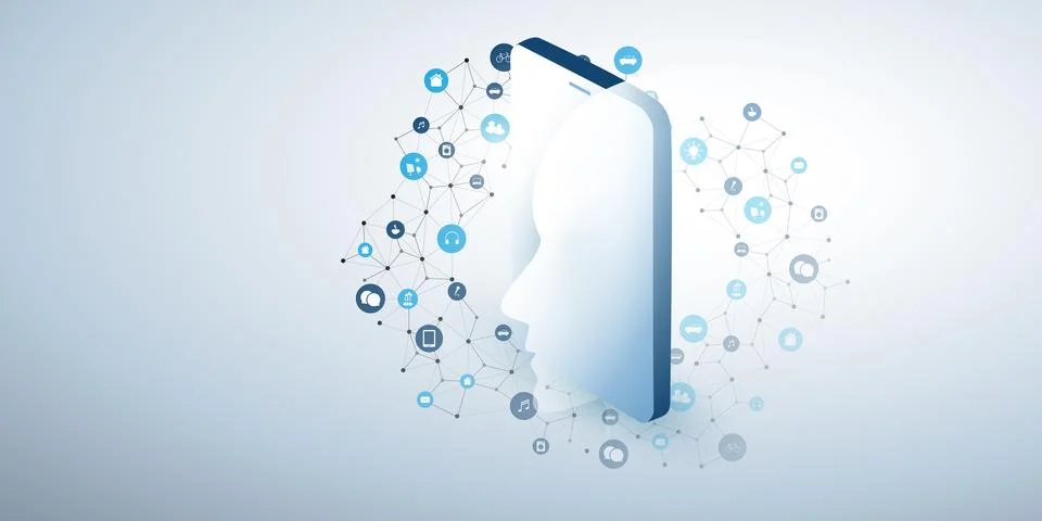 Futuristic Machine Learning, Artificial Intelligence, Cloud Computing, IoT,.. 스톡 일러스트