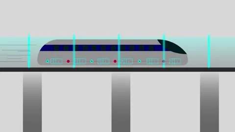 Futuristic maglev train with electromagnetic field Stock Footage 295587472