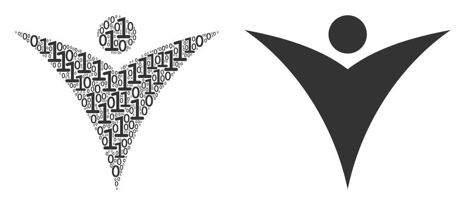 Futuristic Man Collage of Binary Digits Illustrazione stock