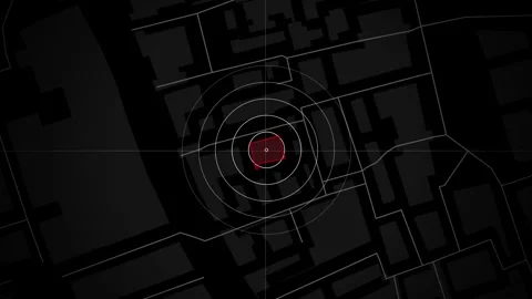 Futuristic map target detection. City map blueprint search animation. GPS Stock Footage 327236156