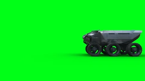 Futuristic mars rover, explorer. Green screen isolate. Видео 264536497